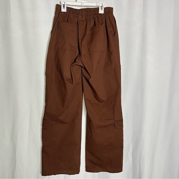 F21 Twill Straight-Leg Cargo Pants Chocolate Brown Size Small - Picture 6 of 10